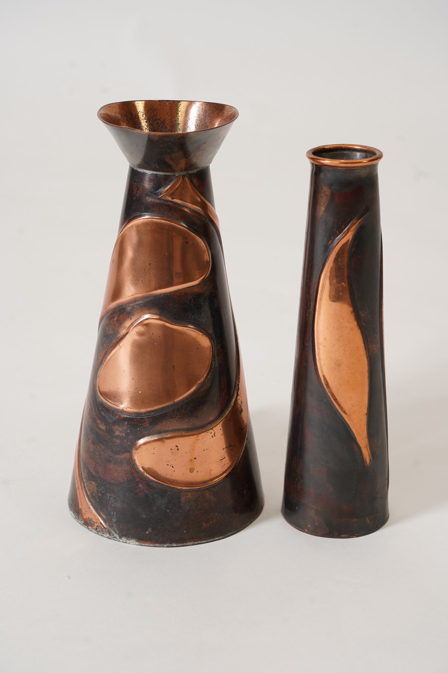 Sam Fanaroff BEM, 1926-2019, A patinated copper ewer and similar vase